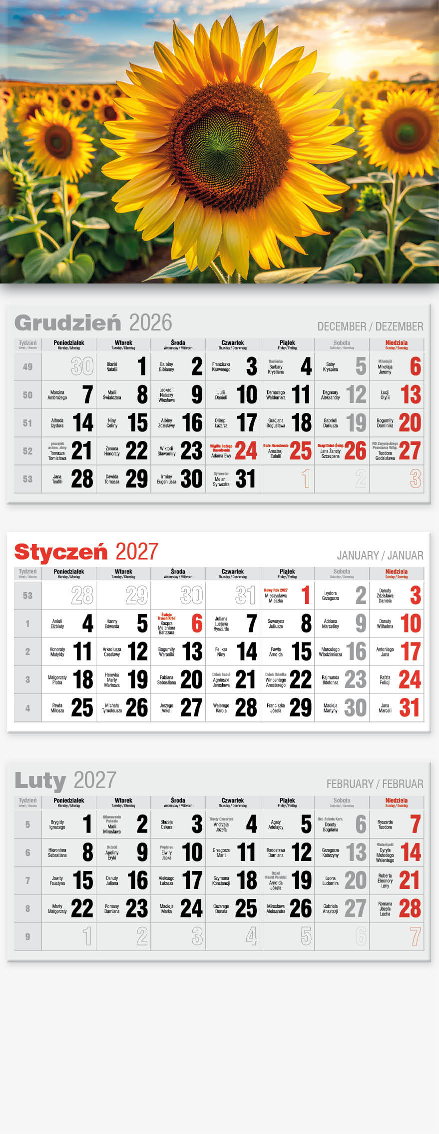 Kalendarz trójdzielny Lux KTL Avanti
